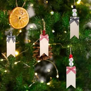 8 шт. Рождественские чулки, подвесные бирки, деревянные бирки с именами, бусины для снеговиков, сделай сам, знак, украшение для чулок на елку, домашний декор 8pcs