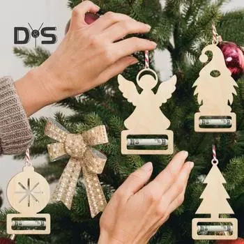 8 шт. рождественские держатели для денег деревянные подарочные карты украшения рождественской елки подвесные держатели для купонов на рождественскую вечеринку домашний декор 8pcs