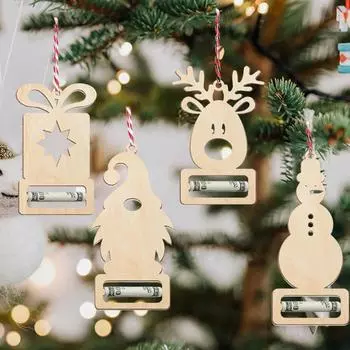 8 шт. рождественские держатели для денег деревянные рождественские открытки держатель для денег подарок забавный держатель для денег украшения