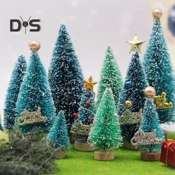 8 шт. Рождественские елочные украшения, искусственные фигурки из заснеженной сосны, миниатюрные статуэтки рождественской елки для домашнего стола, офиса, украшения светло-зеленый