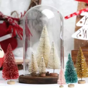 8 шт. Рождественские елочные украшения, искусственные заснеженные фигурки сосен, миниатюрное Рождество красный
