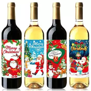 8 шт. рождественские наклейки на бутылки вина этикетка на бутылки для напитков в баре Санта-Клаус Веселые рождественские этикетки на бутылки вина декор для вечеринки разноцветный
