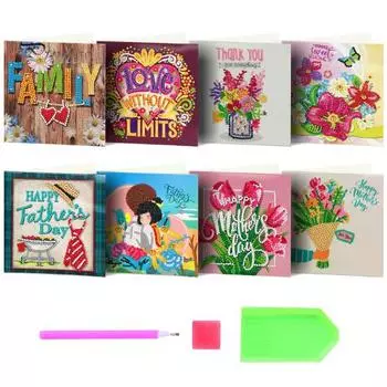 8 шт. рождественские поздравительные открытки сверкающие алмазы картина снятие стресса Рождественская открытка DIY товары для рукоделия A