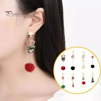 8 шт., рождественские серьги, милые многокусочные, удобные в ношении, праздничная атмосфера, геометрическая подвеска, украшение, гипоаллергенная рождественская елка для девочек золотистый