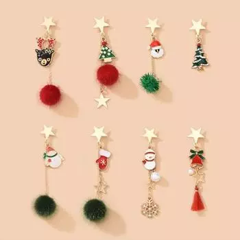 8 шт., рождественские серьги, милые многосекционные, удобные в ношении, праздничная атмосфера, геометрическая подвеска, украшение, гипоаллергенный золотистый