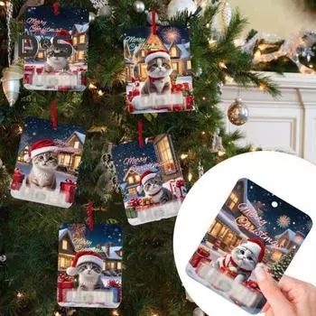 8 шт. рождественские украшения для держателей денег с двухсторонним скотчем, мультяшный узор, дизайн, рождественский декор, подвески B