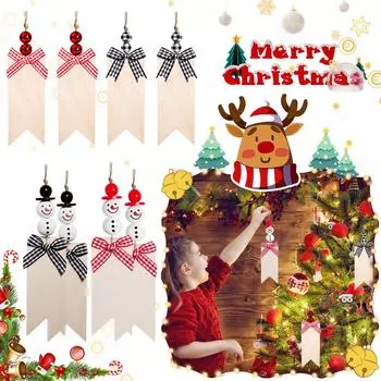 8 шт. Рождественские украшения, рождественские носки, деревянная маленькая бирка, можно написать, подвеска в виде рождественской елки One Size