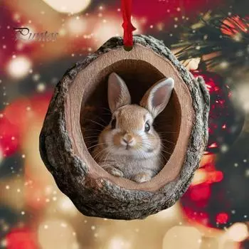 8 шт. Рождественские украшения в виде животных, 2D, плоские акриловые подвесные украшения в виде животных, декор для стен рождественской елки, подарок любителям животных 1 Set