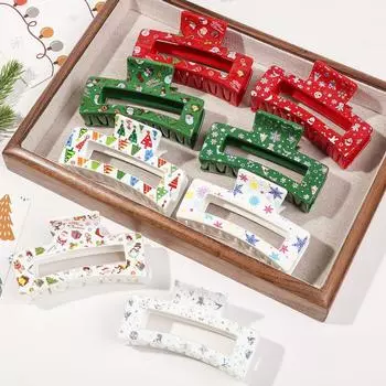 8 шт. Рождественские заколки для волос с рисунком в виде снежинки, снеговика, аксессуары для волос, белые, красные, зеленые, мультяшные заколки для волос для женщин