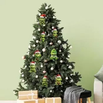 8 шт. Рождественский эльф подвеска акриловый зеленый эльф подвесное украшение с веревкой A