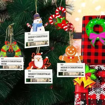 8 шт. Рождественский держатель для денег, деревянное подвесное украшение с держателем для денег, многофункциональный держатель для рождественских открыток для украшений на елку A