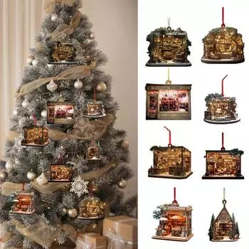 8 шт. Рождественский книжный магазин Украшение для рождественской елки 2D Плоский акриловый книжный магазин Декор