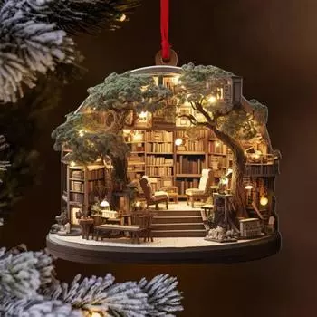 8 шт. Рождественский книжный магазин Украшение для рождественской елки 2D Плоский акриловый книжный магазин Декор