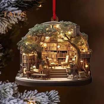 8 шт. Рождественский книжный магазин, украшение для рождественской елки, 2D, плоский акриловый книжный магазин, настенные украшения, подарок для любителей книг 8pcs