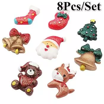 8 шт. Рождественский магнит на холодильник, магниты для белой доски, мультяшный магнит на холодильник из смолы, наклейка, подарок 8pcs