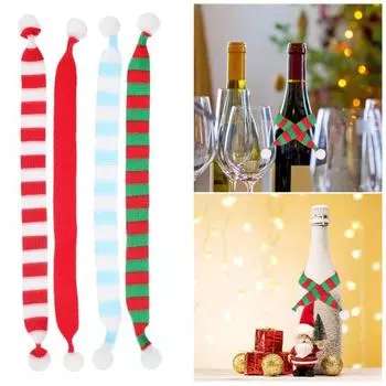 8 шт. Рождественский миниатюрный шарф Санта-Клауса, чучело медведя, многофункциональное рождественское украшение для бутылок вина, домашние животные, поделки