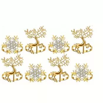 8 шт. Рождественский олень пряжка для салфеток снежинка кольцо для салфеток кольцо для салфеток сплав кольцо для салфеток 8pcs красный