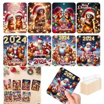 8 шт. Рождественский зажим для денег, сезонный держатель для денег, подарочная открытка с рисунком из мультфильма, держатель для денег, подвесные украшения для рождественской елки