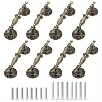 (8 шт) Ручки для шкафов, антикварные винтажные ручки для кухонной мебели в европейском стиле для спальни с винтами чёрный