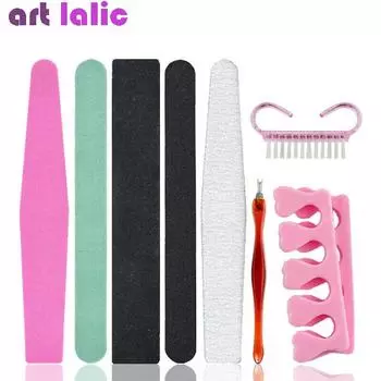 8 шт., щетка для чистки ногтей, инструменты, шлифовальные пилочки, буферный блок для полировки, разделители пальцев, триммеры, набор для педикюра и маникюра