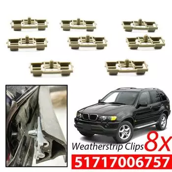 8 шт. серые уплотнители, зажимы для BMW X5 E53, зажим для уплотнения двери, передняя и задняя часть 51717006757, крепление капота двигателя, пластиковая крепежная прокладка серый