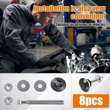 8 шт. штифтов для капота автомобиля, 1,19-дюймовый комплект быстросъемных замков капота, универсальные быстросъемные штифты для капота из алюминиевого сплава, штифты для капота автомобиля чёрный