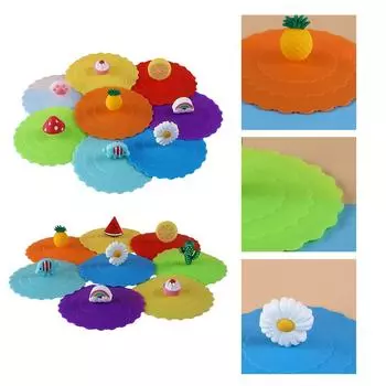 8 шт. Силиконовые герметичные крышки, термостойкие термокружки, чехол с рисунком из мультфильма, пищевой, милый, забавный, необычный для дома, офиса, школы, пикника