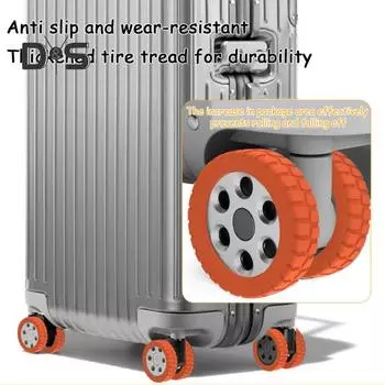 8 шт. Силиконовый чехол на колеса багажа, шумоподавление без царапин, 8-спиннер, колеса для ручной клади, защитный чехол для колес, аксессуары для дорожного багажа оранжевый