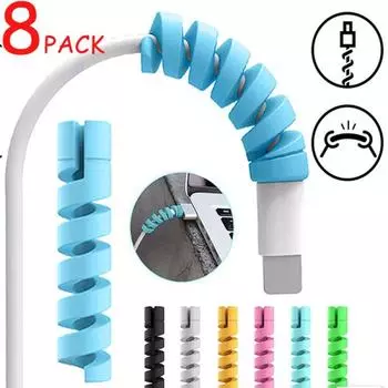 8 шт., силиконовый кабель, защита проводов, зарядный шнур, спиральная линия передачи данных, наушники с молнией, защита от переломов, защитные чехлы, кабели 8pcs