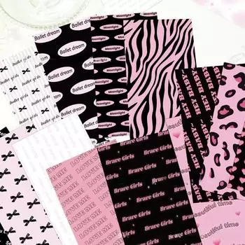 8 шт. сладкие прохладные розовые черные английские наклейки из материала скрапбукинг журнал фон наклейки DIY чехол для телефона бумага основа
