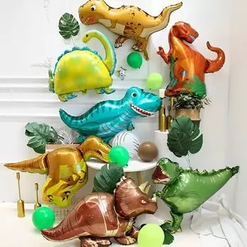 8 шт. случайных мини-шариков с изображением динозавра из фольги и алюминиевой пленки, декоративные шары с изображением динозавра Юрского периода 5pcs