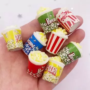 8 шт. смешанная смола, красочная ручная роспись, 3D попкорн, плоская задняя часть, кабошон, камень, имитация еды, фигурки, скрапбукинг, сделай сам, аксессуары для домашнего декора, ремесла