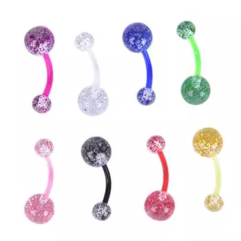 8 шт., смешанные акриловые блестящие кольца для пупка, штанга, пирсинг, ювелирные изделия