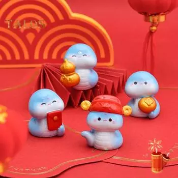 8 шт. смоляного украшения в виде змеи, китайский знак зодиака, настольная мультяшная благоприятная статуэтка змеи для офиса, украшения для автомобиля в горшке 8pcs