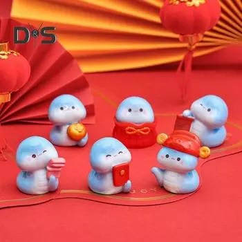 8 шт. смоляного украшения в виде змеи, китайский знак зодиака, настольная мультяшная благоприятная статуэтка змеи для офиса, украшения для автомобиля в горшке 8pcs