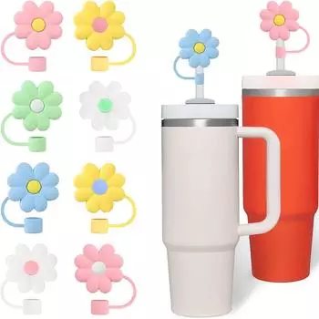 8 шт., соломенные чехлы, колпачки для соломинок 10 мм, силиконовые многоразовые пыленепроницаемые насадки для соломинок, пробки для соломинок, соломенные колпачки 8pcs