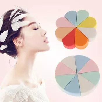 8 шт. спонж для макияжа треугольной формы конфетного цвета мягкий волшебный очищающий косметический спонж для умывания лица макияж Esponja Round shape