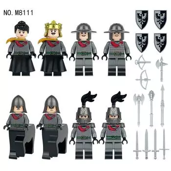 8 шт., средневековый рыцарский отряд M8111, детский строительный блок, игрушка