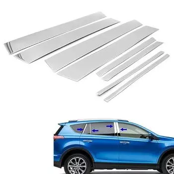 8 шт., стойки для окон и дверей автомобиля, накладка, наклейка для Toyota RAV4 XA40 2013 2014 2015 2016 2017 2018, хромированное украшение