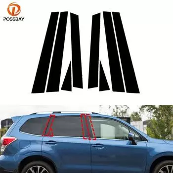 8 шт., стойки для стоек автомобиля, накладка для Subaru Forester 2013-2018, глянцевая черная наклейка на дверь, окно, аксессуары для колонны