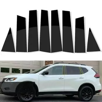 8 шт. стойки, накладка на дверь автомобиля, черный цвет для Nissan X-Trail Rogue T32 2014 2015 2016 2017 2018