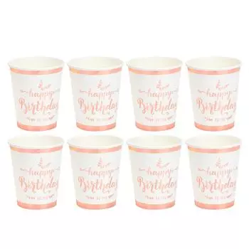 8 шт. столовая посуда на день рождения розовое золото одноразовые бумажные стаканчики тарелки столовая посуда украшения принадлежности бумага