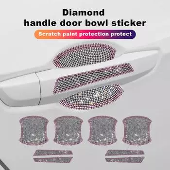 8 шт. Стразы Кристалл автомобильная дверная чаша дверная ручка наклейка авто дверная чаша защита от царапин наклейки антистолкновительная полоса чёрный