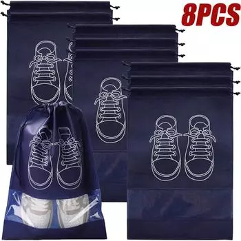 8 шт. Сумки для хранения обуви на шнурках, нетканая дорожная сумка, водонепроницаемая большая сумка-органайзер для обуви, классифицированные сумки для подвешивания одежды M-27x36cm