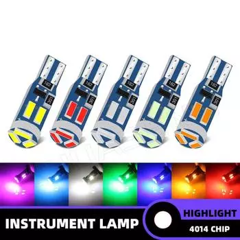 8 шт. светодиодная лампа T5 неполярная 7SMD приборная панель панель счетчика предупреждающая сигнальная лампа автомобильный индикатор красный синий белый