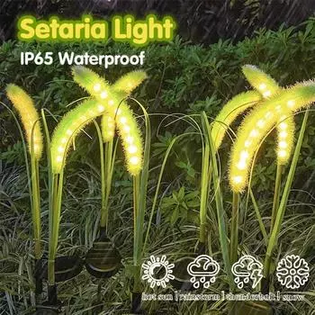 8 шт. светодиодный светильник Reed Light на солнечной батарее, излучающий свет для газона в виде хвоста собаки, для украшения сада на вилле, двора, водонепроницаемый IP65 1pcs