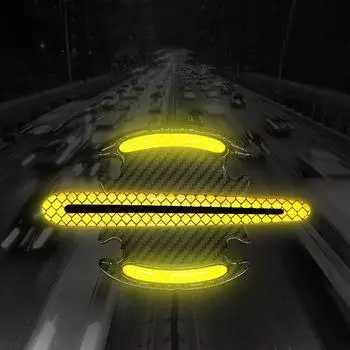 8 шт. светоотражающие наклейки на дверную ручку автомобиля, защитные полосы для защиты от царапин, аксессуары для внешнего декора автомобиля серебряный