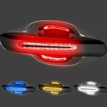 8 шт. светоотражающие наклейки на дверные ручки автомобиля, защитная пленка от царапин, универсальные аксессуары для внешнего стайлинга автомобиля серебряный