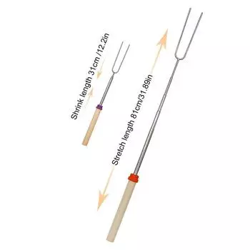 8 шт. телескопическая вилка для барбекю из нержавеющей стали, двойные металлические шампуры, палочка для жарки, шампур для хот-догов, барбекю, пикника, кемпинга