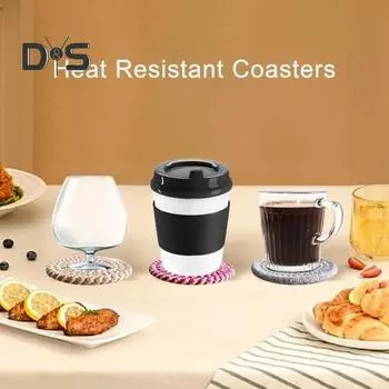 8 шт. термостойкие подставки из хлопковой веревки круглые кухонные подставки набор абсорбирующие обеденные столовые защитные прокладки для домашнего декора A светло-коричневого